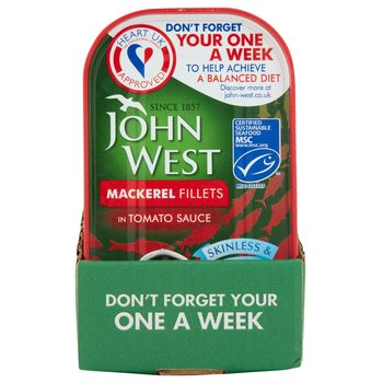 John West Mackerel Fillets in Tomato Sauce, 10 x 125g