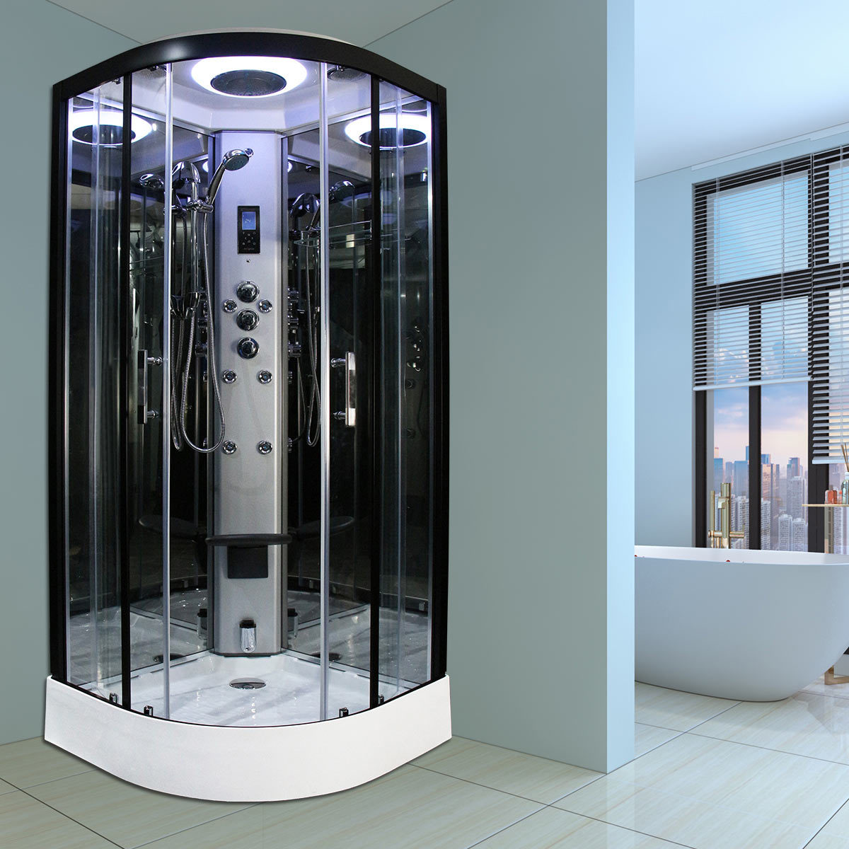 Insignia Premium 1000mm Quadrant Steam Shower In 2 Colours Costco Uk