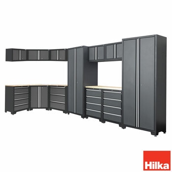 Hilka Garage Bundle 14 Piece Corner & Cabinet Storage Set Hilka Garage Bundle 14 Piece Corner & Cabinet Storage Set