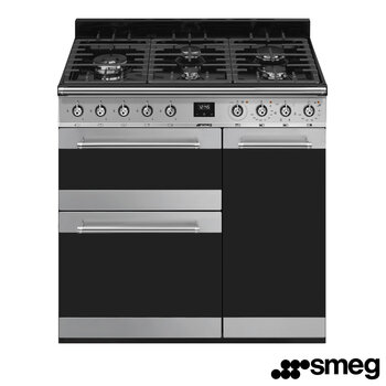 Smeg SY93-1 90cm Symphony Gas Range Cooker, A Rated in Stainless Steel 