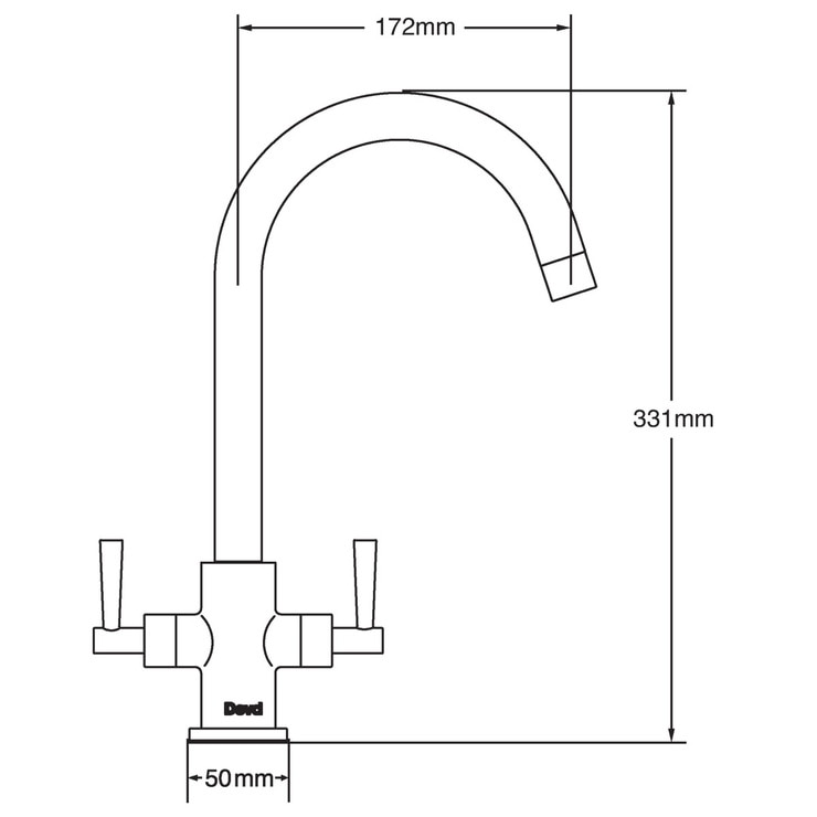 Line drawing of tap with dimensions on white background Line drawing of tap with dimensions on white background
