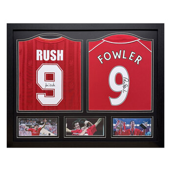 Robbie Fowler & Ian Rush Double Signed Framed Liverpool Shirts