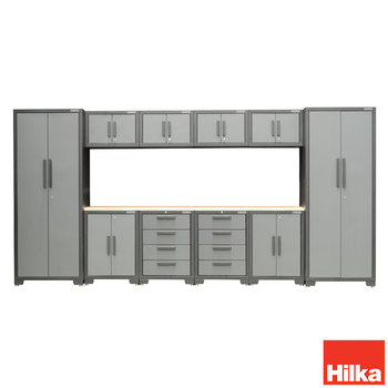 Hilka Professional 24 Gauge Steel 11 Piece Modular Cabinet Set