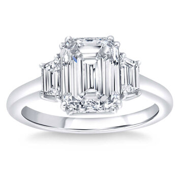 3.54ctw Emerald Cut Three Stone Diamond Ring, Platinum
