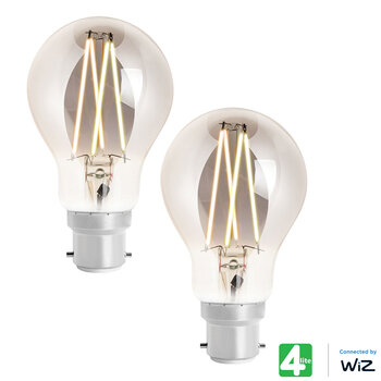4lite WiZ Connected LED A60 BC Filament Tuneable White Smart Bulbs, Smoky, 2 Pack
