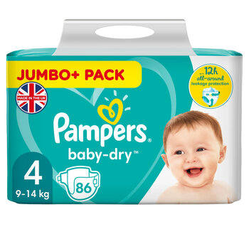 Pampers Baby Dry Nappies Size 4, 86 Pack