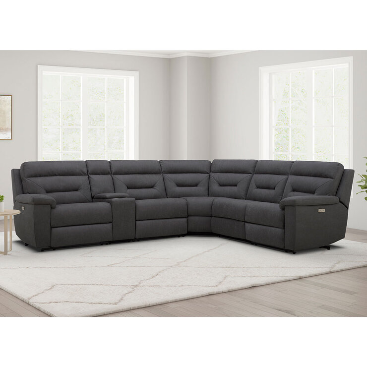 Gilman Creek Justin Grey Fabric Power Reclining Sectional Sofa Gilman Creek Justin Grey Fabric Power Reclining Sectional Sofa