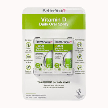 BetterYou Vitamin D Oral Spray 3000IU, 2 x 15ml
