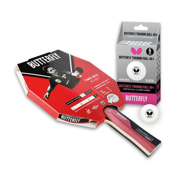 Butterfly Timo Boll Ruby Indoor Table Tennis Bat and Ball Set