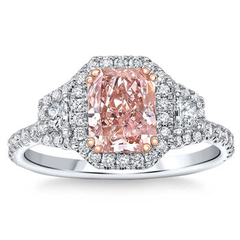 2.24ctw Radiant Cut Pink Diamond Halo Ring, Platinum