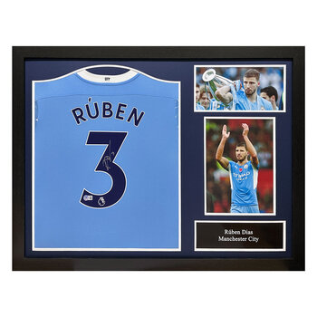 Rúben Dias Signed Framed Manchester City Football Shirt