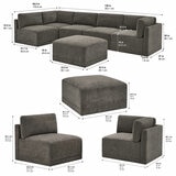 Thomasville Fallon Grey 6 Piece Modular Fabric Sofa Thomasville Fallon Grey 6 Piece Modular Fabric Sofa