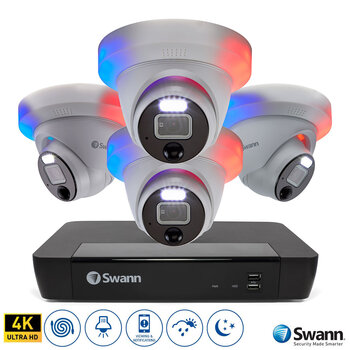 Swann 8 Channel 2TB NVR Recorder with 4 x Enforcer™ 4K Ultra HD Dome Cameras, SWNVR-88780H-EU & SWNHD-900DE-EU