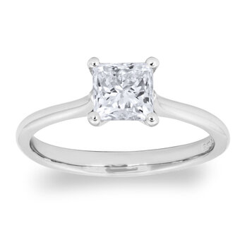 1.00ct Princess Cut Diamond Solitaire Ring, Platinum