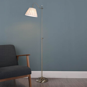 Suffolk Rise & Fall Floor Lamp with Pleated Shade