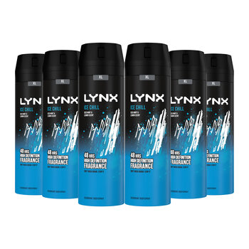 Lynx Ice Chill Body Spray, 6 x 200ml