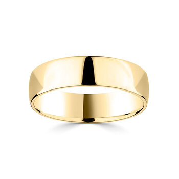 6.0mm Classic Court Wedding Ring, 18ct Yellow Gold