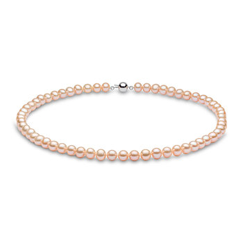 6-6.5mm Cultured Freshwater Peach Pearl Necklace, 18ct White Gold