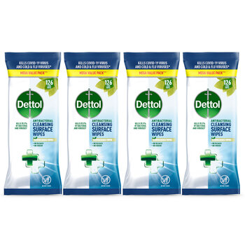 Dettol Biodegradable Antibacterial Wipes, 4 x 126 Pack