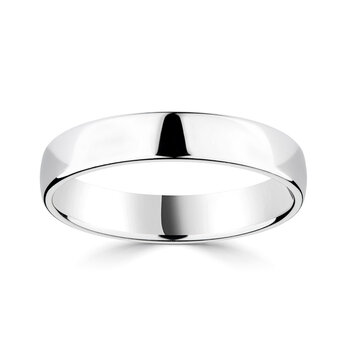 4.0mm Classic Court Wedding Ring, 18ct White Gold