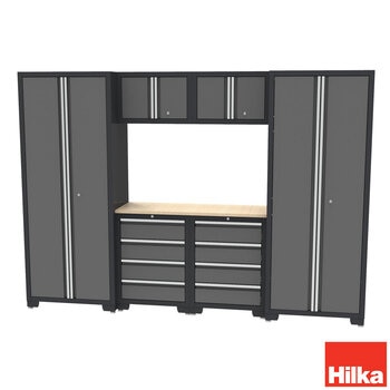 Hilka 24 Gauge Steel 7 Piece Modular Storage Cabinet Set Hilka 24 Gauge Steel 7 Piece Modular Storage Cabinet Set