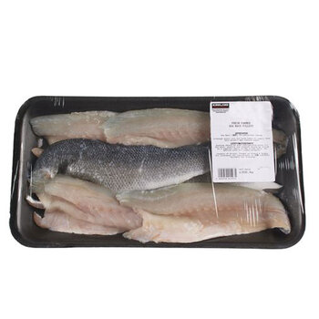 Kirkland Signature Fresh Farmed Boneless Sea Bass Fillets Skin On, Variable Weight: 0.8kg - 2kg 