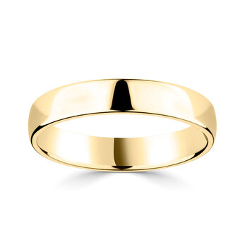 4.0mm Classic Court Wedding Ring, 18ct Yellow Gold