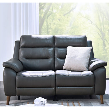 Ava Dark Grey Leather Power Reclining 2 Seater Sofa