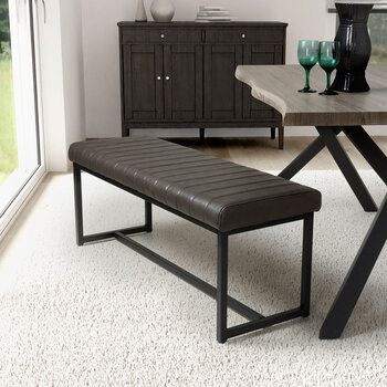 Archer Grey Faux Leather Dining Bench