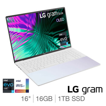 LG Gram Style, Intel Core i7, 16GB RAM, 1TB SSD, 16 Inch Ultra-Lightweight OLED Laptop, 16Z90RS-K.AA77A1