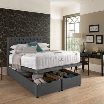 Pocket Spring Bed Company Pemberley Mattress & Grey Full Ottoman Divan in 3 Sizes