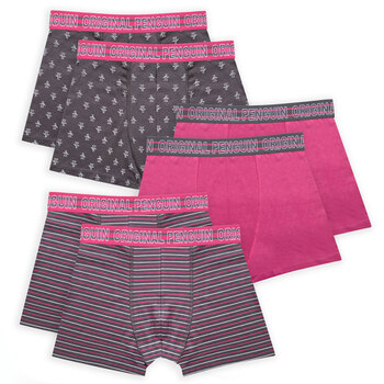 Original Penguin Men's 6 Pack Boxer Shorts in Grey and Pink, 4 Sizes