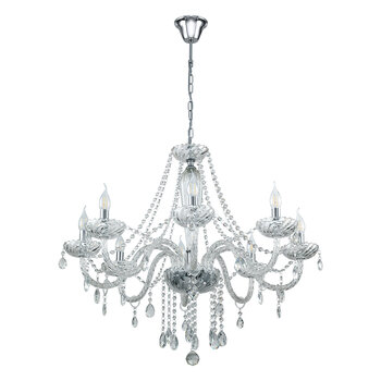 Eglo Basilano 8 Light Chandelier in Polished Chrome and Clear Glass