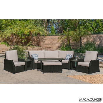 Pacific Casual Northgate Barcalounger 7 Piece Deep Seating Patio Set with Reclining Arm Chairs
