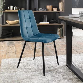 Marlow Blue Velvet Tapered Back Dining Chair, 2 Pack