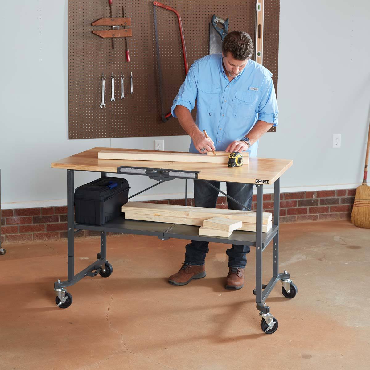 Cosco Smartfold Portable Workbench With Butcher Block Top Costco Uk