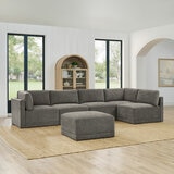 Thomasville Fallon Grey 6 Piece Modular Fabric Sofa Thomasville Fallon Grey 6 Piece Modular Fabric Sofa