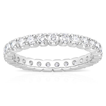 1.00ctw Round Brilliant Cut Claw Set Diamond Eternity Ring, 18ct White Gold in 6 Sizes