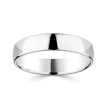 5.0mm Classic Court Wedding Ring, 18ct White Gold