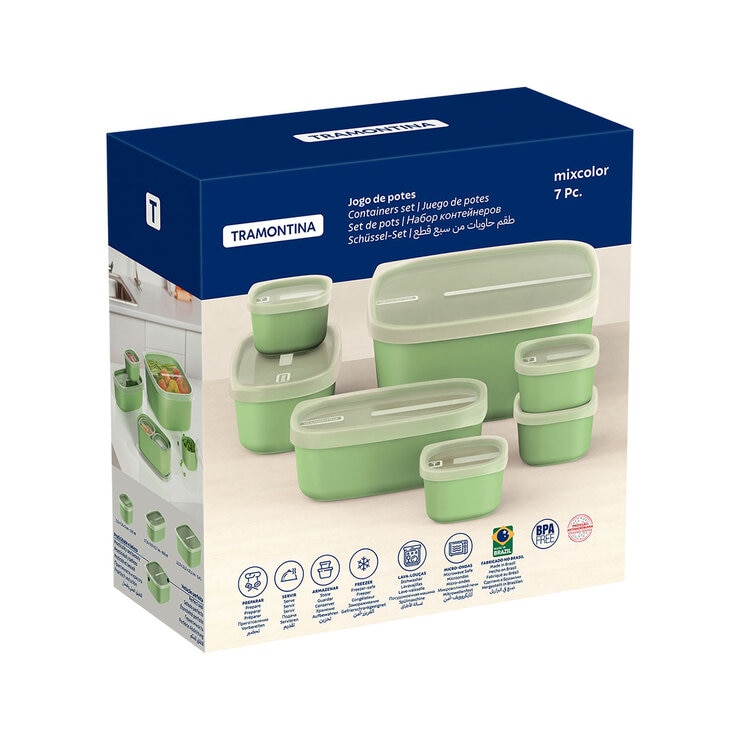 Tramontina Food Storage Set, 7 Piece in 2 Colours Tramontina Food Storage Set, 7 Piece in 2 Colours