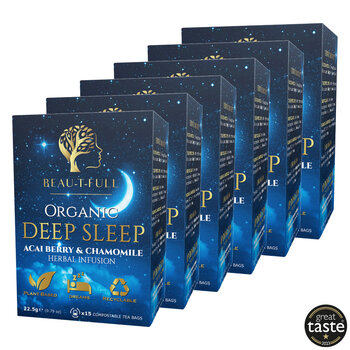 Beau-T-Full Tea Organic Deep Sleep Tea Bags, 6 x 15 Pack