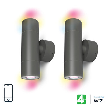 4lite WiZ Smart Outdoor Up Down Wall Lights, 2 Pack