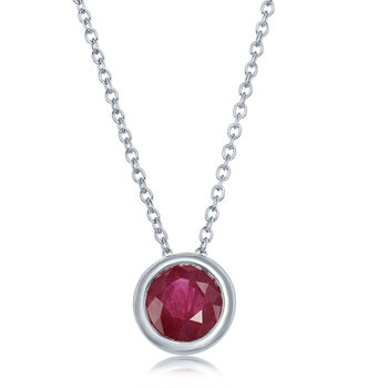 Round Cut Ruby Pendant, 14ct White Gold