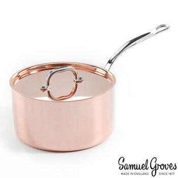 Samuel Groves Copper Induction Saucepan with Lid, 20cm