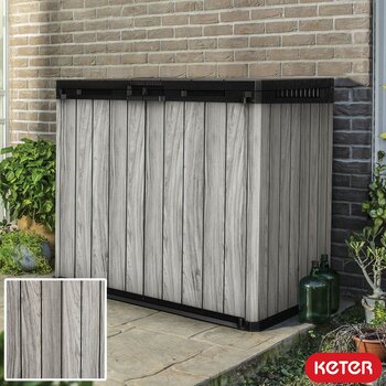 Keter Storm Grey Signature 4ft 7" x 2ft 8" (1.4 x 0.82m) 1,150 Litre Horizontal Storage Shed Keter Storm Grey Signature 4ft 7" x 2ft 8" (1.4 x 0.82m) 1,150 Litre Horizontal Storage Shed