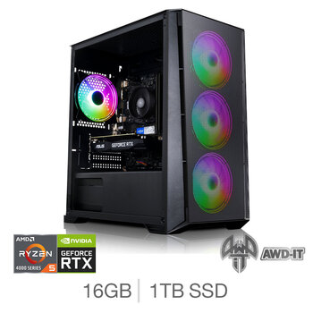 AWD-IT Mesh 5, AMD Ryzen 5, 16GB RAM, 1TB SSD, NVIDIA GeForce RTX 3060, Gaming Desktop PC