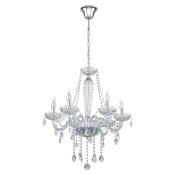 Eglo Basilano 6 Light Chandelier in Polished Chrome and Clear Glass