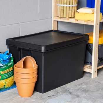 Wham Bam 62 Litre Recycled Heavy Duty Plastic Storage Box & Lid in Black - 3 Pack