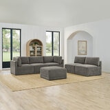 Thomasville Fallon Grey 6 Piece Modular Fabric Sofa Thomasville Fallon Grey 6 Piece Modular Fabric Sofa