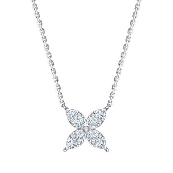 0.50ctw Round Brilliant Cut Diamond Flower Necklace, 14ct White Gold